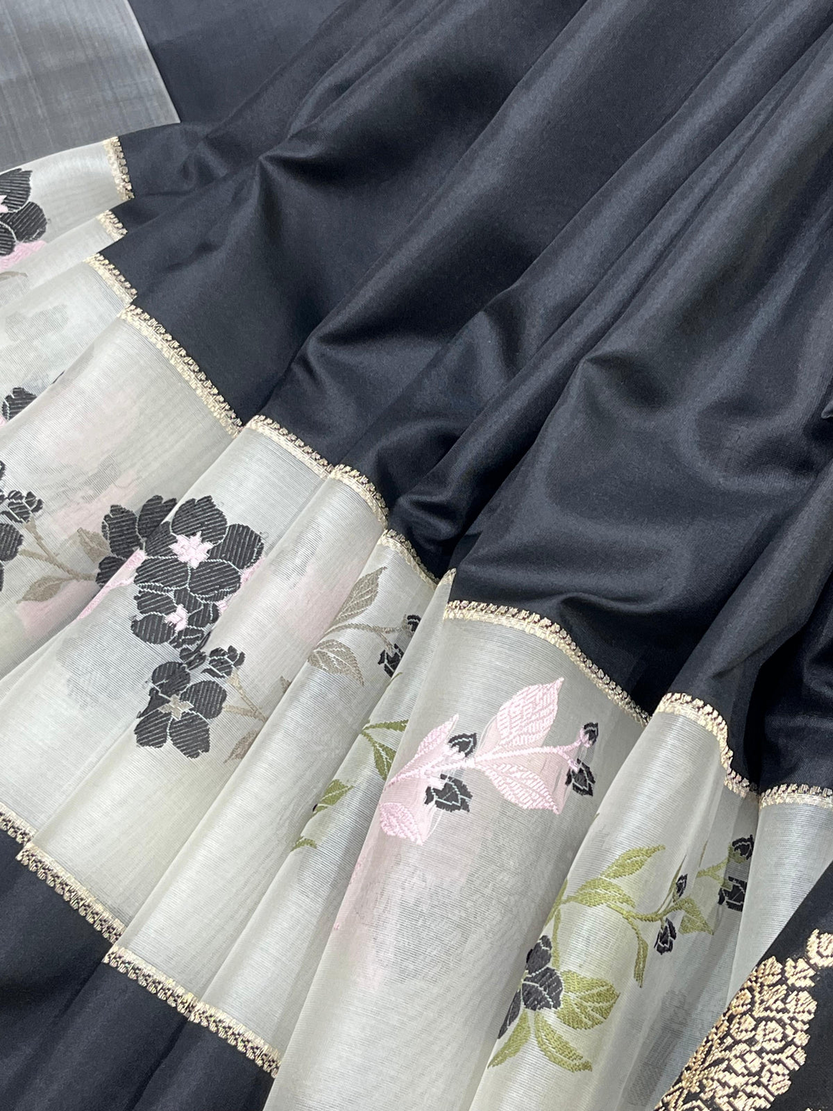 BLACK SILK PURE HANDLOOM BANARASI SAREE