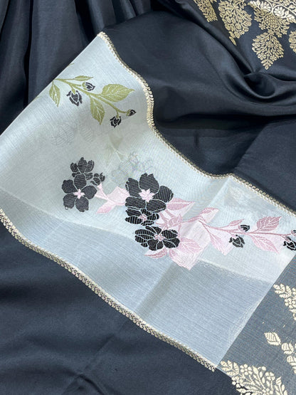 BLACK SILK PURE HANDLOOM BANARASI SAREE