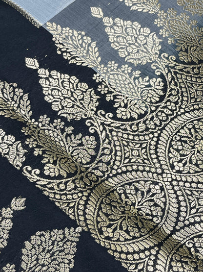 BLACK SILK PURE HANDLOOM BANARASI SAREE