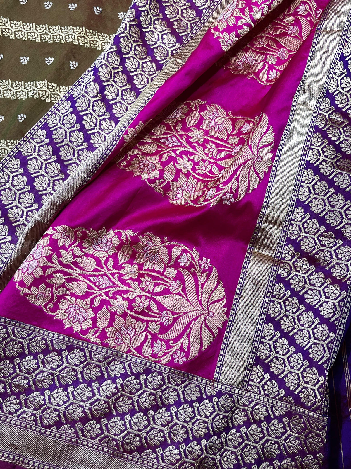 MAJENTA PINK SILK PURE HANDLOOM BANARASI SARER