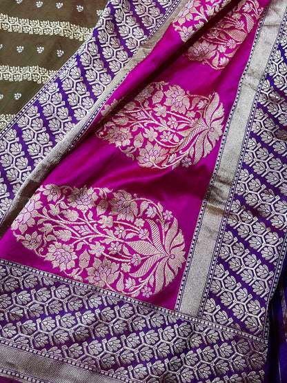 MAJENTA PINK SILK PURE HANDLOOM BANARASI SARER