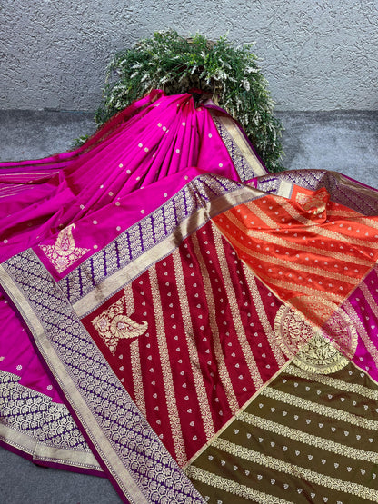 MAJENTA PINK SILK PURE HANDLOOM BANARASI SARER