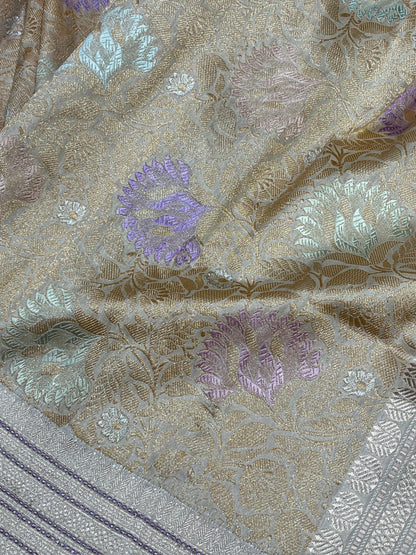 CHAMPAGNE GOLD SILK PURE HANDLOOM BANARASI SAREE