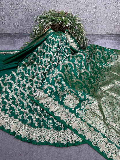 GREEN SILK PURE HANDLOOM BANARASI SAREE