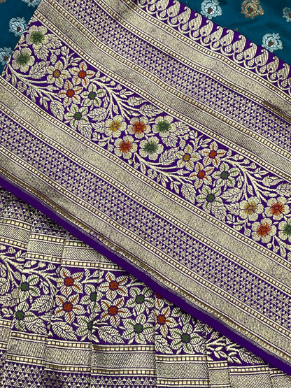 PEACOCK BLUE SILK PURE HANDLOOM BANARASI SAREE