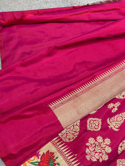MAJENTA PINK SILK PURE HANDLOOM BANARASI SAREE