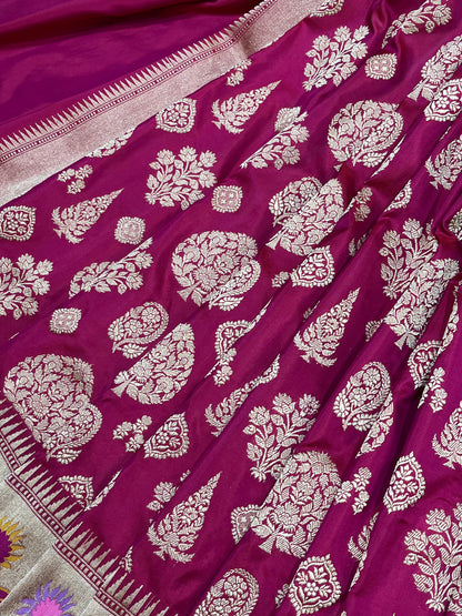MAJENTA PINK SILK PURE HANDLOOM BANARASI SAREE