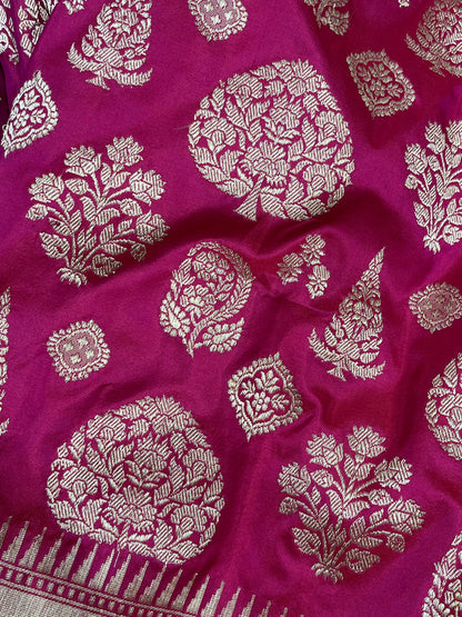 MAJENTA PINK SILK PURE HANDLOOM BANARASI SAREE