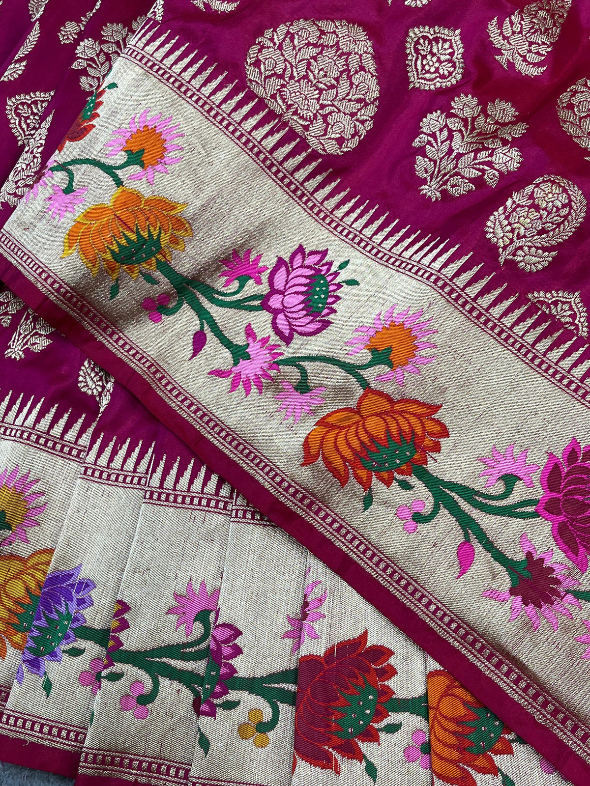 MAJENTA PINK SILK PURE HANDLOOM BANARASI SAREE