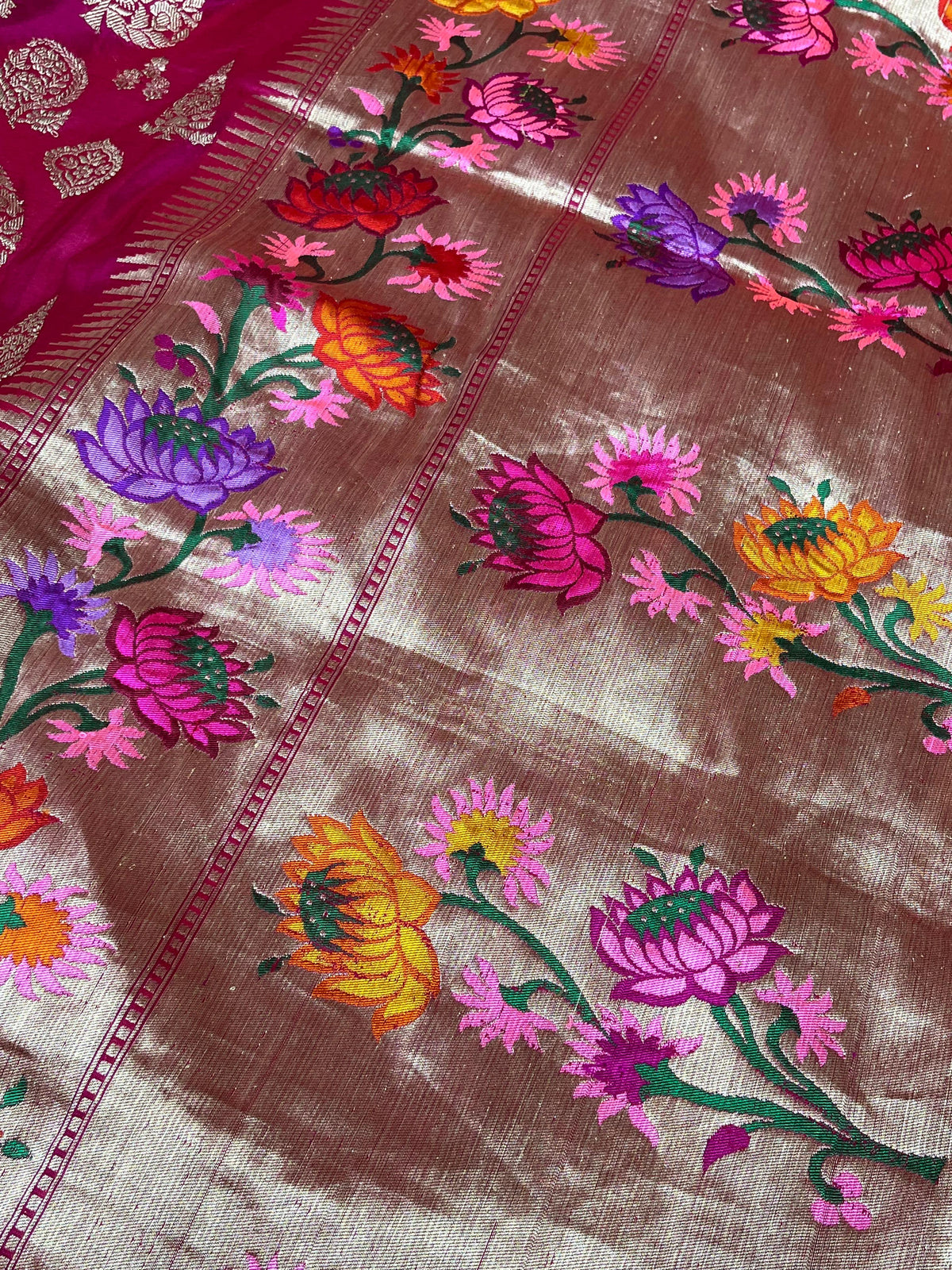 MAJENTA PINK SILK PURE HANDLOOM BANARASI SAREE