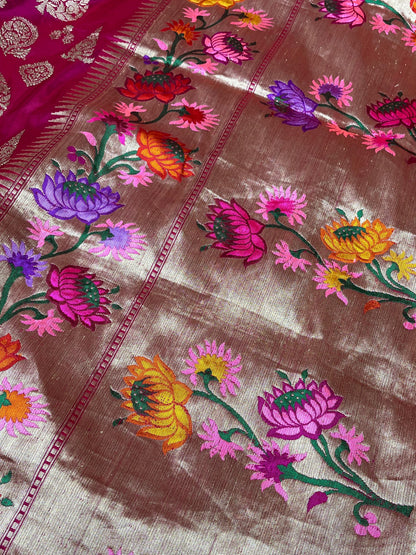 MAJENTA PINK SILK PURE HANDLOOM BANARASI SAREE