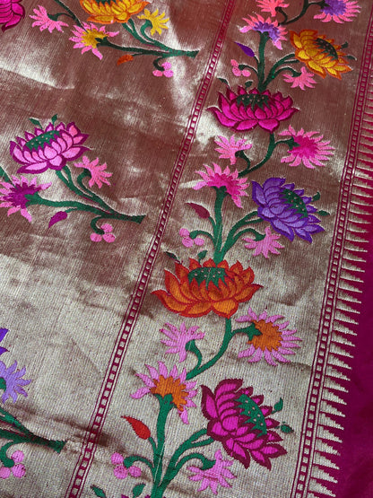 MAJENTA PINK SILK PURE HANDLOOM BANARASI SAREE