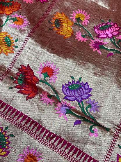 MAJENTA PINK SILK PURE HANDLOOM BANARASI SAREE