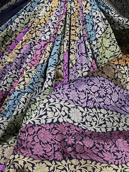 DEEP BLUE RANGCART SILK PURE HANDLOOM BANARASI SAREE
