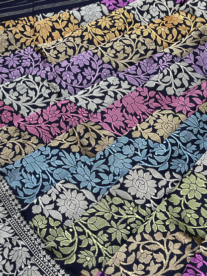 DEEP BLUE RANGCART SILK PURE HANDLOOM BANARASI SAREE
