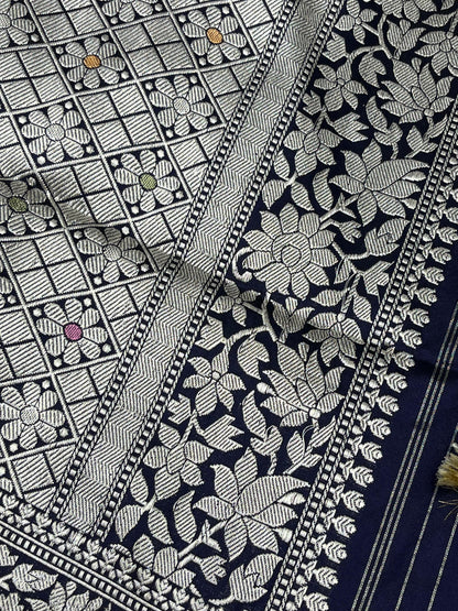 DEEP BLUE RANGCART SILK PURE HANDLOOM BANARASI SAREE