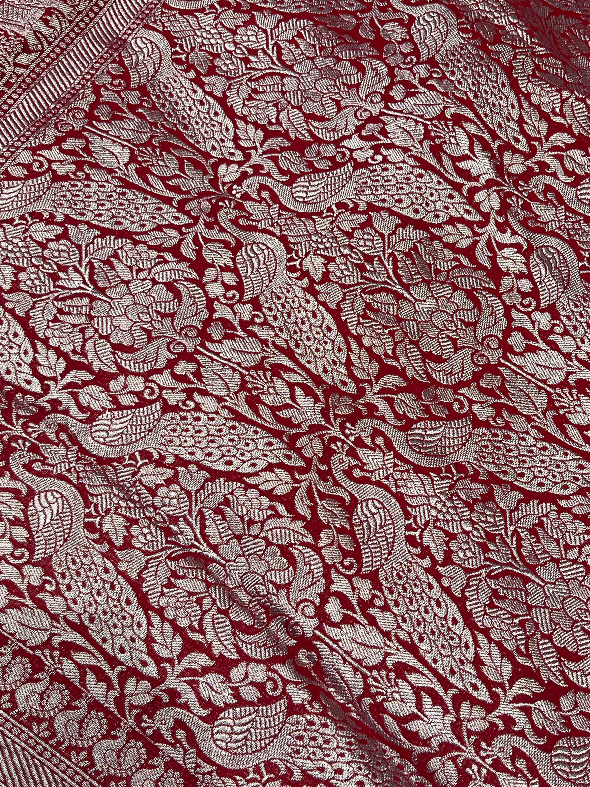 RED CHIFFON PURE HANDLOOM BANARASI SAREE