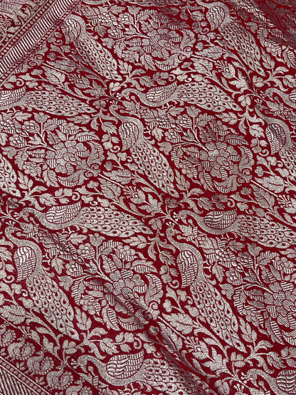 RED CHIFFON PURE HANDLOOM BANARASI SAREE