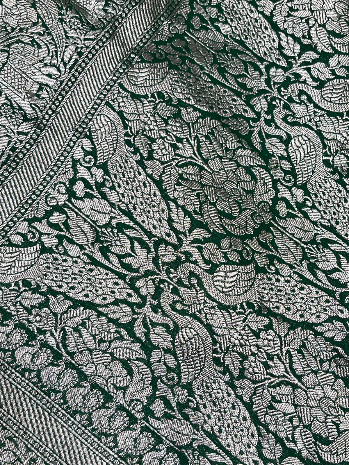 GREEN CHIFFON PURE HANDLOOM BANARASI SAREE