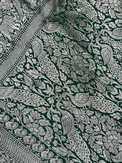 GREEN CHIFFON PURE HANDLOOM BANARASI SAREE