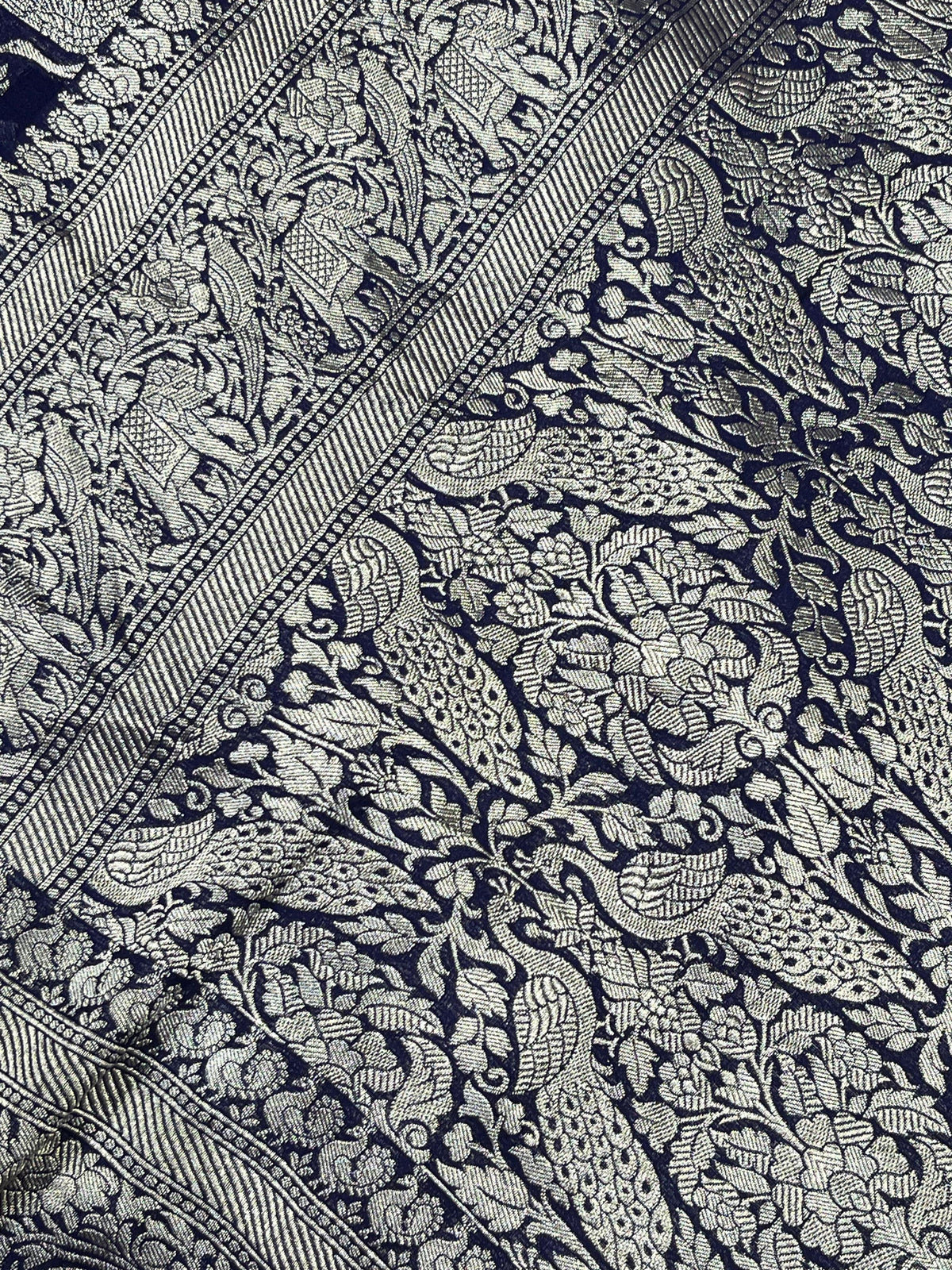 MIDNIGHT BLUE CHIFFON PURE HANDLOOM BANARASI SAREE