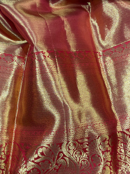 ANTIQUE GOLD TISSUE PURE HANDLOOM KANJIVARAM SAREE