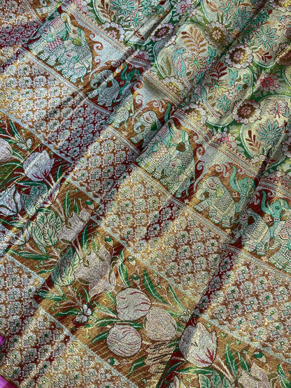 MULTICOLOUR TISSUE PURE HANDLOOM KANJIVARAM SAREE