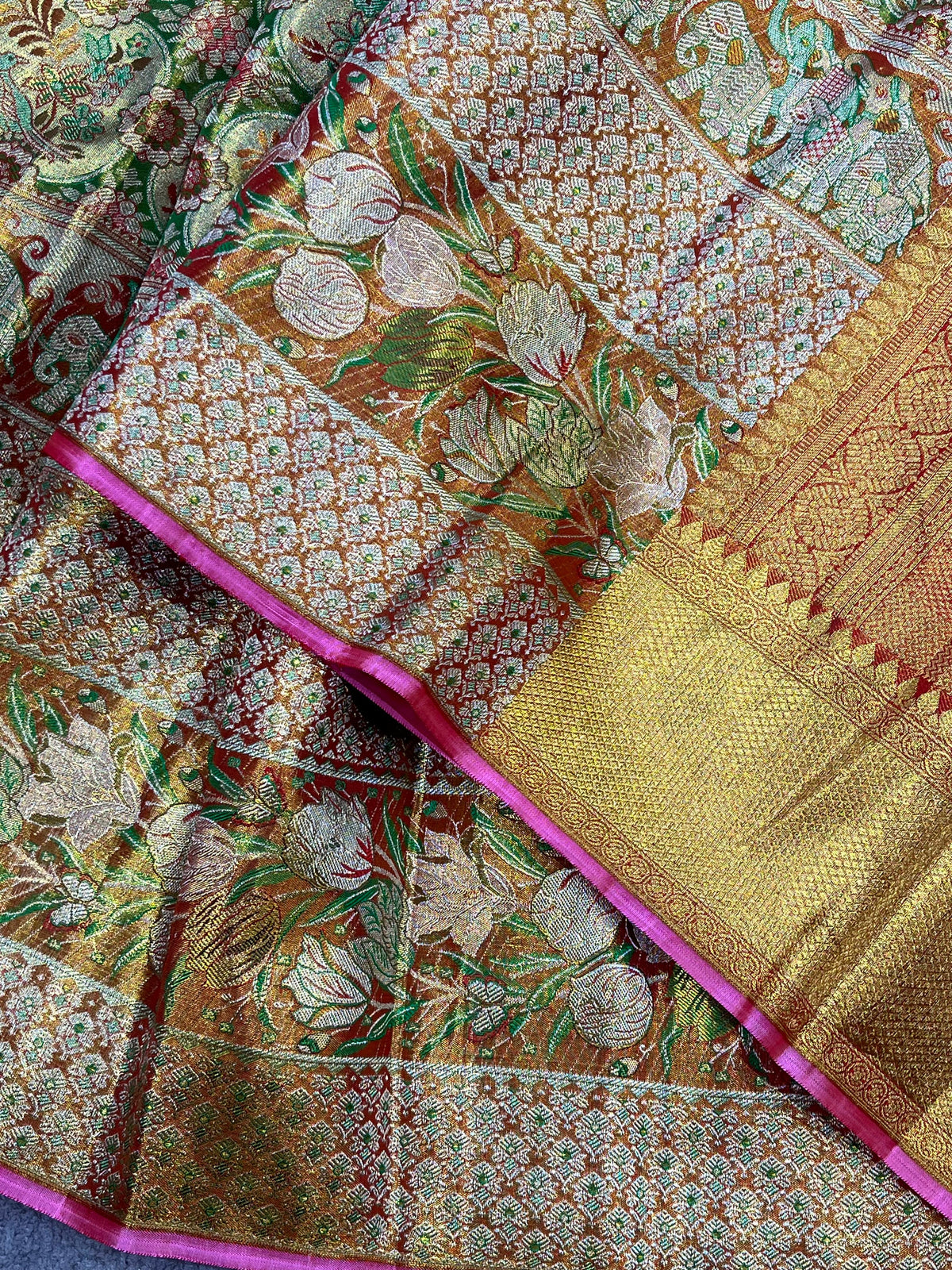 MULTICOLOUR TISSUE PURE HANDLOOM KANJIVARAM SAREE