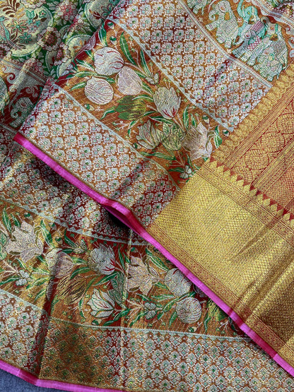 MULTICOLOUR TISSUE PURE HANDLOOM KANJIVARAM SAREE