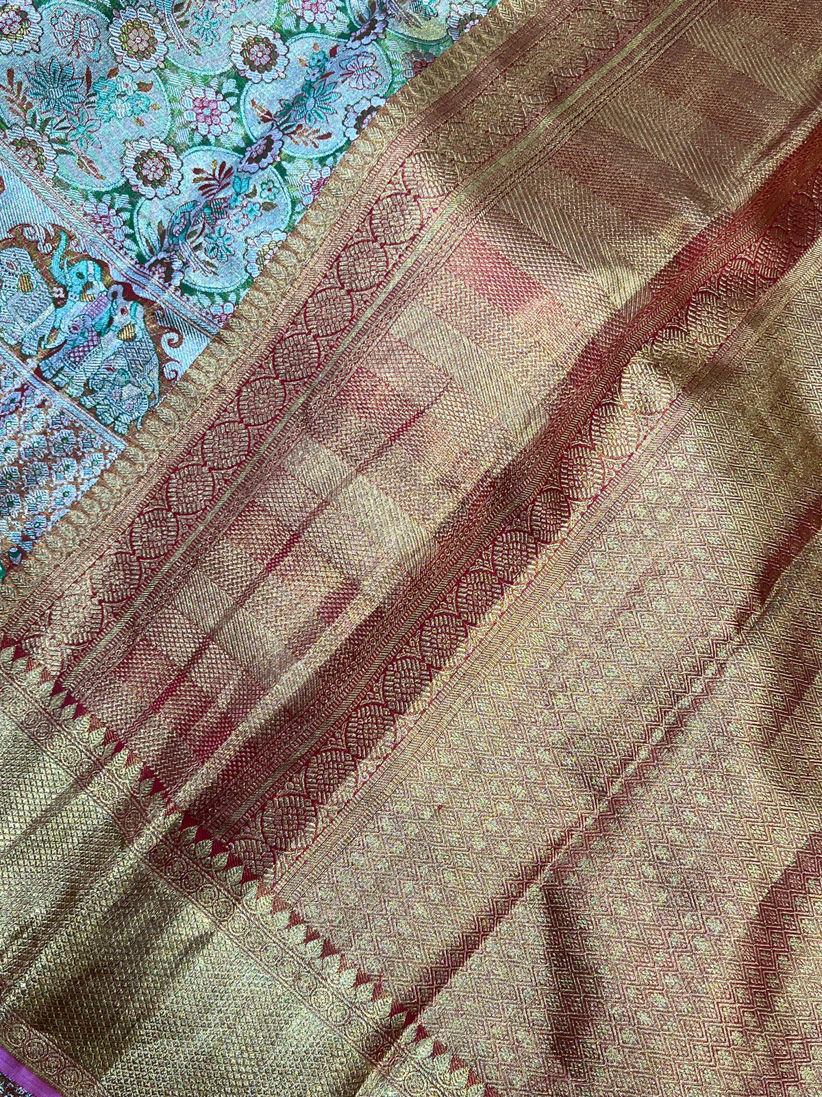 MULTICOLOUR TISSUE PURE HANDLOOM KANJIVARAM SAREE