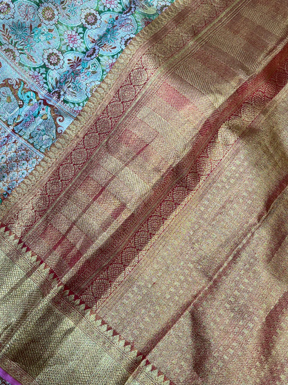 MULTICOLOUR TISSUE PURE HANDLOOM KANJIVARAM SAREE