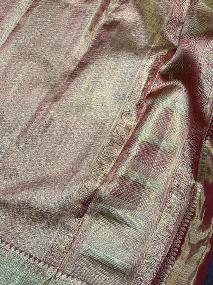MULTICOLOUR TISSUE PURE HANDLOOM KANJIVARAM SAREE