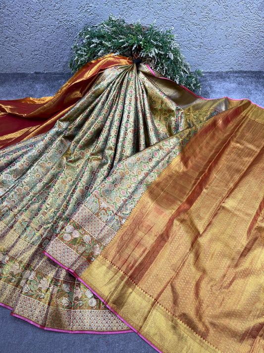 MULTICOLOUR TISSUE PURE HANDLOOM KANJIVARAM SAREE