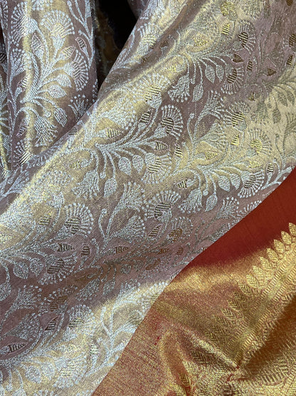 ANTIQUE GOLD TISSUE PURE HANDLOOM KANJIVARAM SAREE