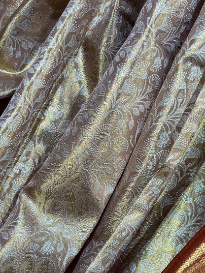 ANTIQUE GOLD TISSUE PURE HANDLOOM KANJIVARAM SAREE