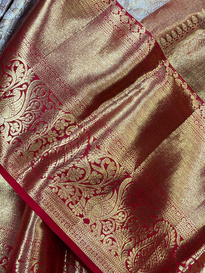ANTIQUE GOLD TISSUE PURE HANDLOOM KANJIVARAM SAREE