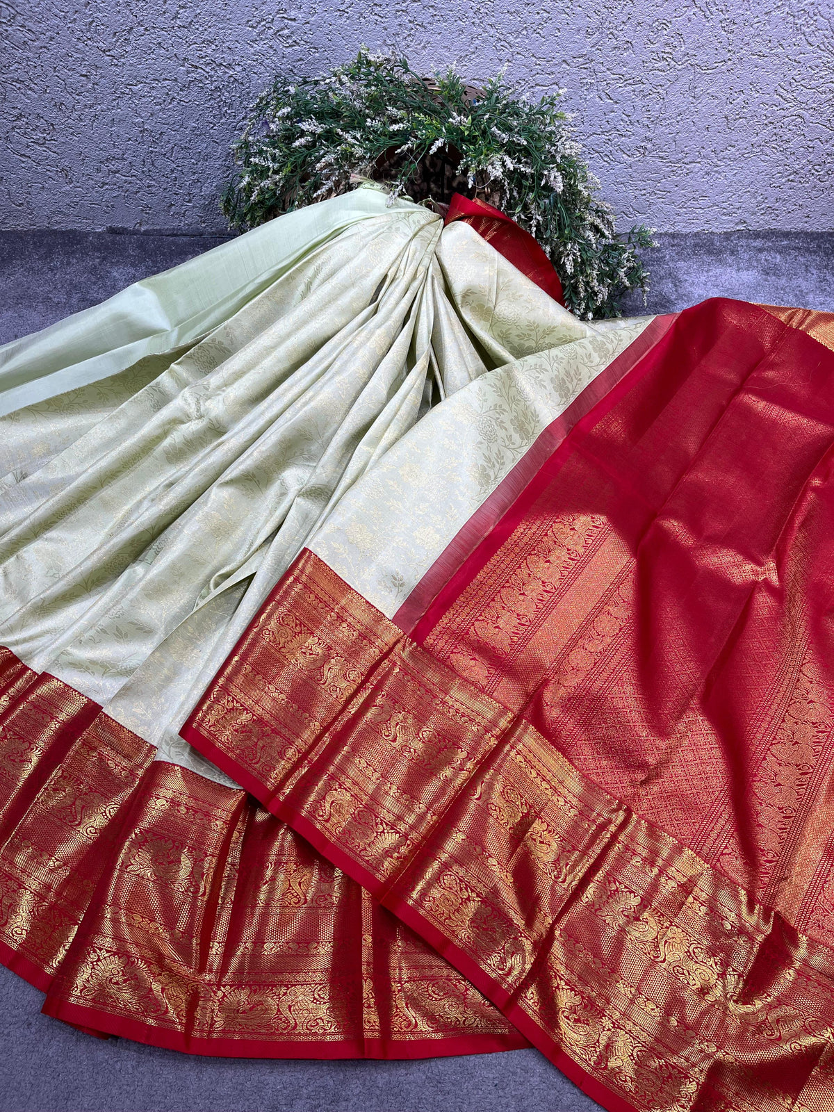 PISTA GREEN SILK PURE HANDLOOM KANJIVARAM SAREE