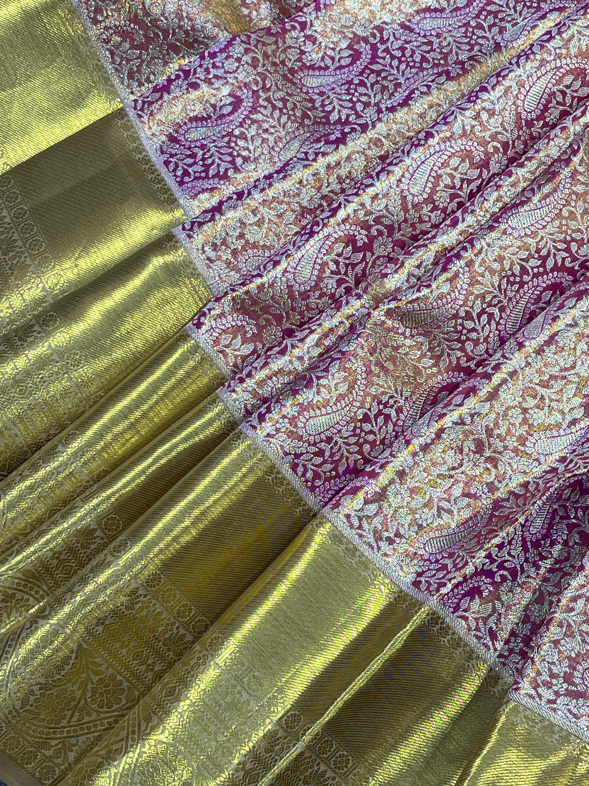RANI PINK TISSUE PURE HANDLOOM KANJIVARAM SAREE