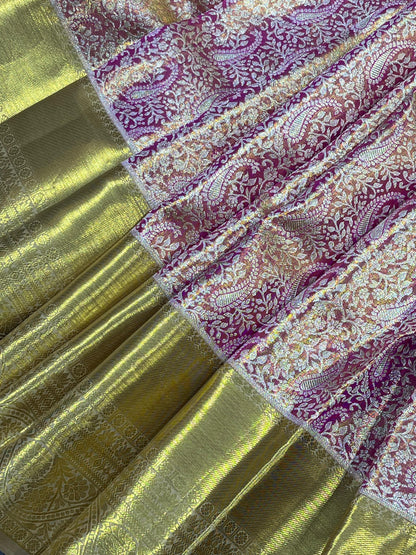 RANI PINK TISSUE PURE HANDLOOM KANJIVARAM SAREE