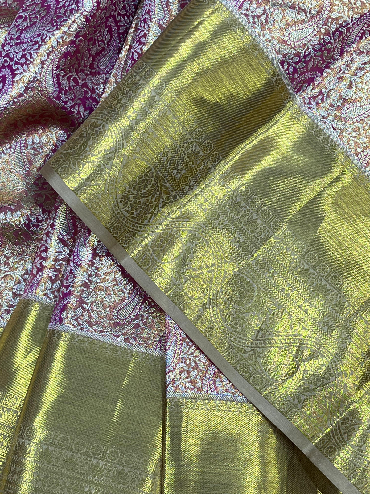 RANI PINK TISSUE PURE HANDLOOM KANJIVARAM SAREE