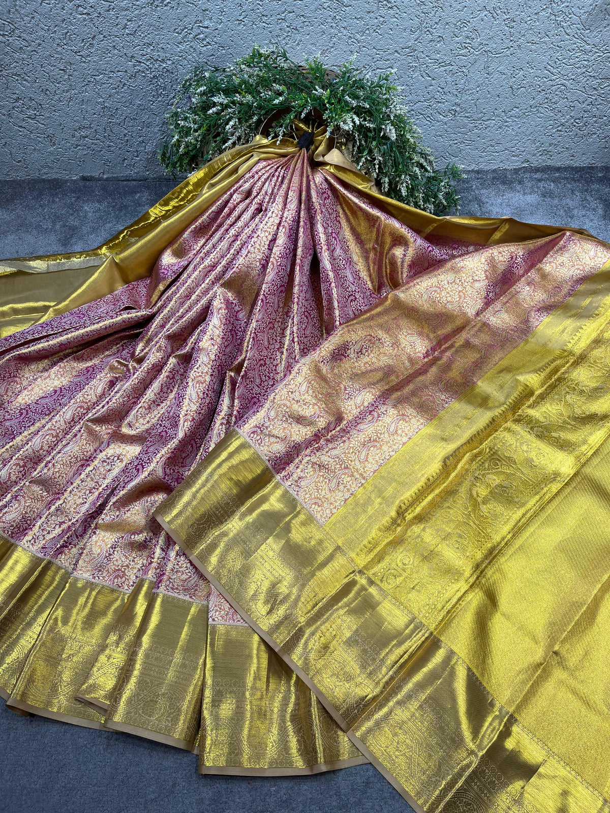 RANI PINK TISSUE PURE HANDLOOM KANJIVARAM SAREE