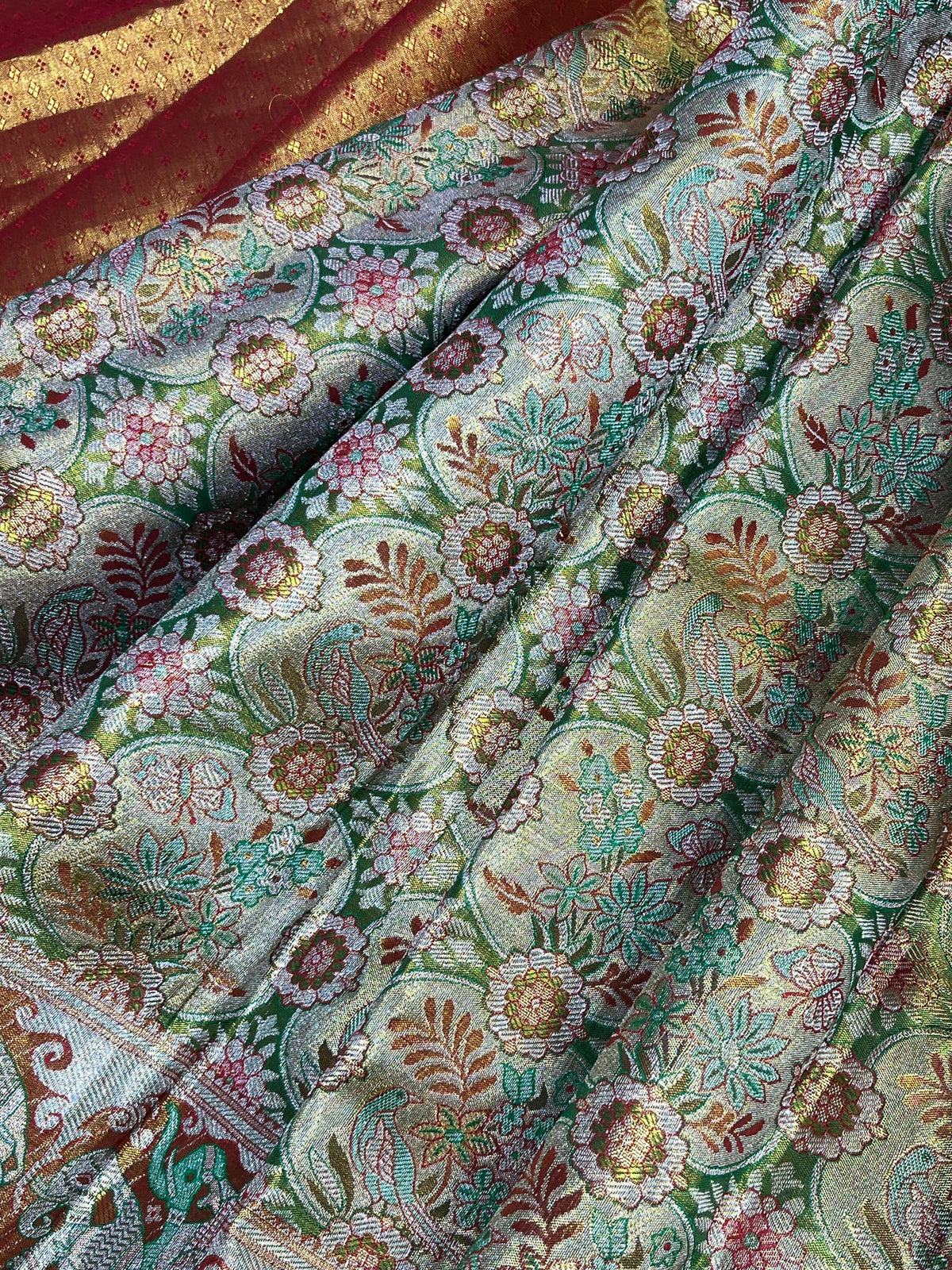 MULTICOLOUR TISSUE PURE HANDLOOM KANJIVARAM SAREE