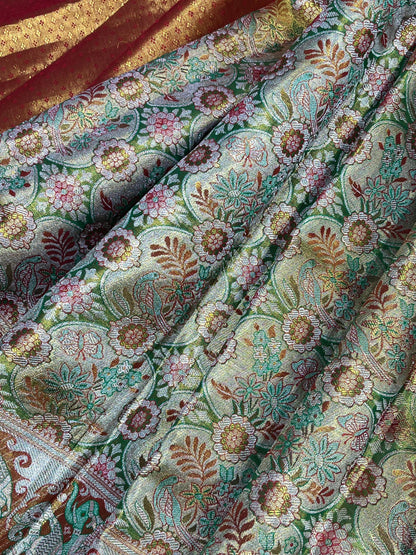 MULTICOLOUR TISSUE PURE HANDLOOM KANJIVARAM SAREE