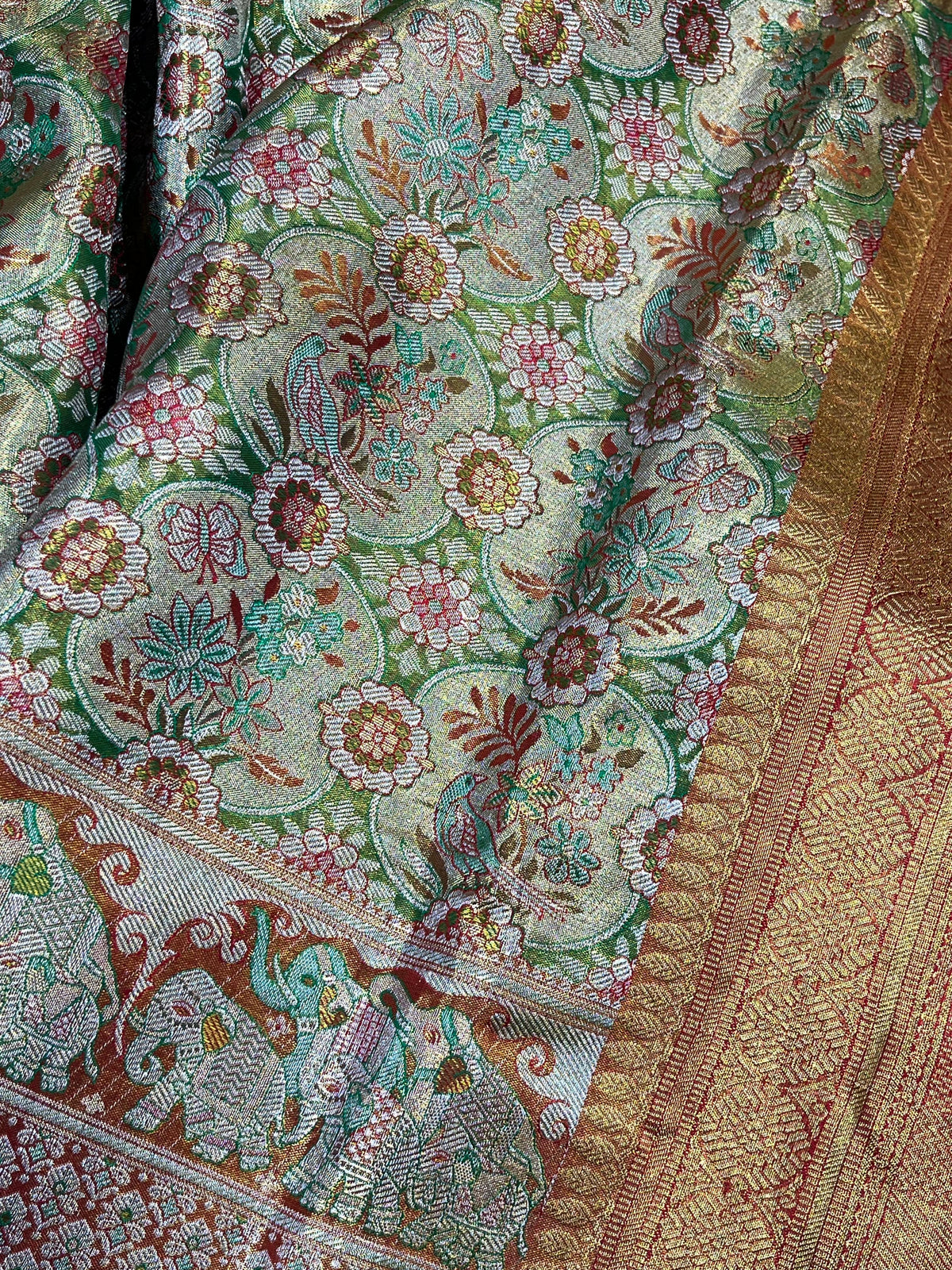 MULTICOLOUR TISSUE PURE HANDLOOM KANJIVARAM SAREE