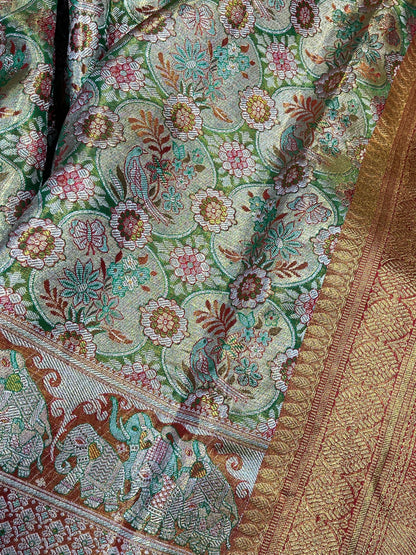 MULTICOLOUR TISSUE PURE HANDLOOM KANJIVARAM SAREE