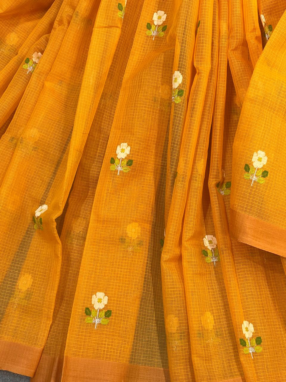 ORANGE PURE HANDLOOM KOTA DORIYA SAREE