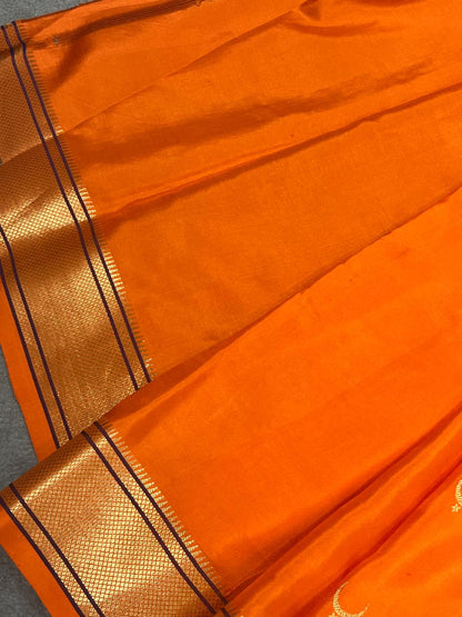 ORANGE MULBERRY SILK PURE HANDLOOM PAITHANI SAREE