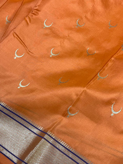 ORANGE MULBERRY SILK PURE HANDLOOM PAITHANI SAREE