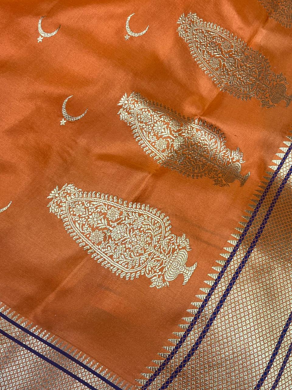 ORANGE MULBERRY SILK PURE HANDLOOM PAITHANI SAREE