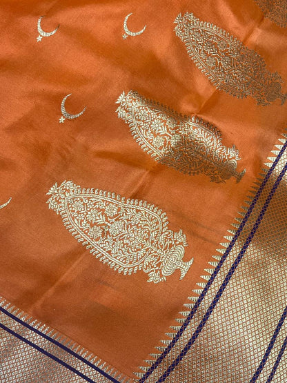 ORANGE MULBERRY SILK PURE HANDLOOM PAITHANI SAREE